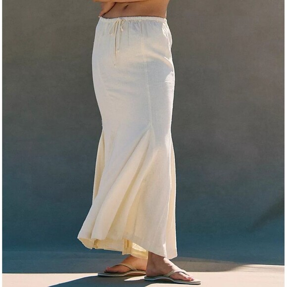 Free People Free-est Mermaid Linen Maxi Skirt Pull-on Beachy Godet S NWD 281982